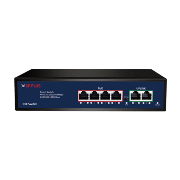 CP PLUS CP-DNW-GPU4G2-48-V3 | 6 Port Gigabit PoE 4 PoE + 2 Uplink Ports