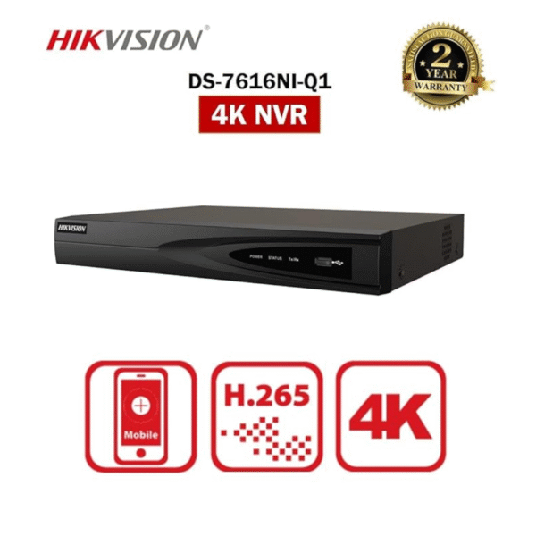 Hikvision DS-7616NI-Q1 16-Channel 1U 4K NVR | High-Performance Network
