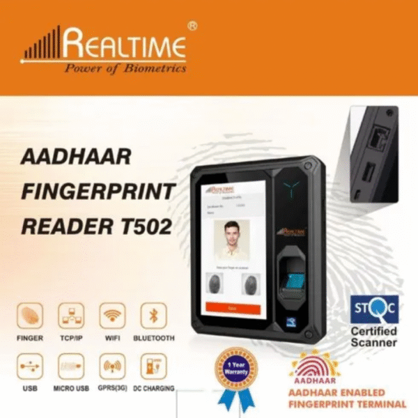 Realtime T502L Aadhaar Enabled Biometric Fingerprint Machine with LAN