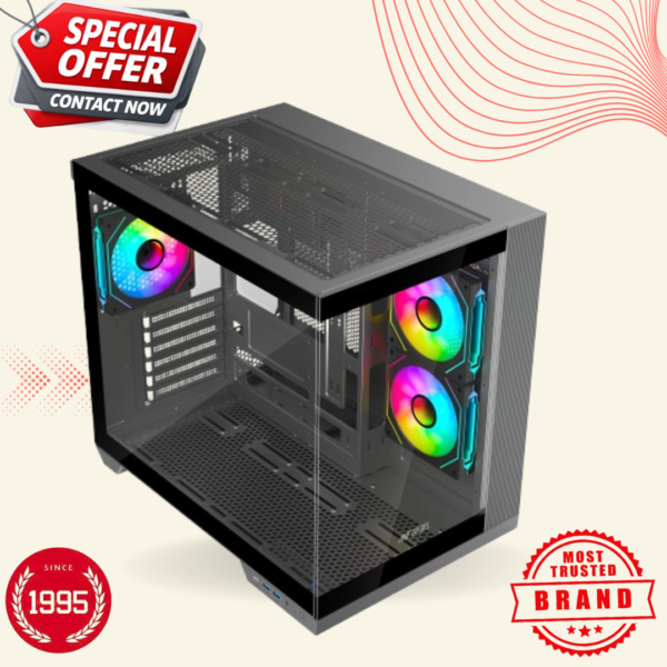 Get Ant Esports Crystal X4 Mid-Tower Gaming Cabinet – Dual Chamber,