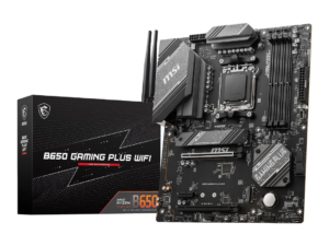 MSI B650 Gaming Plus Wi-Fi Motherboard – AMD AM5, DDR5, PCIe 4.0, M.2 Gen4 Power Design.