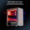 daWg X Series 440 Mid-Tower Gaming Cabinet (White) – 4 ARGB Fans, Mesh Front