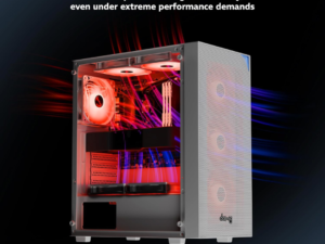 daWg X Series 440 Mid-Tower Gaming Cabinet (White) – 4 ARGB Fans, Mesh Front