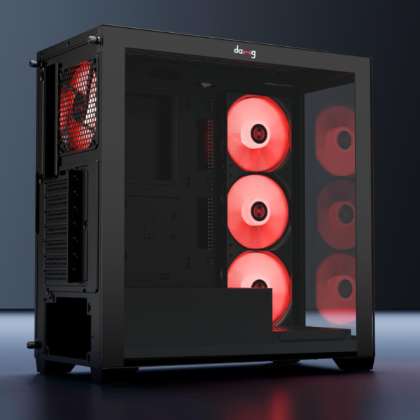 daWg X Series 520 Mid-Tower Gaming Cabinet (Black) – 4 ARGB Fans, Wraparound Glass