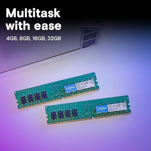 Crucial 8GB DDR4 3200MHz desktop memory low power consumption