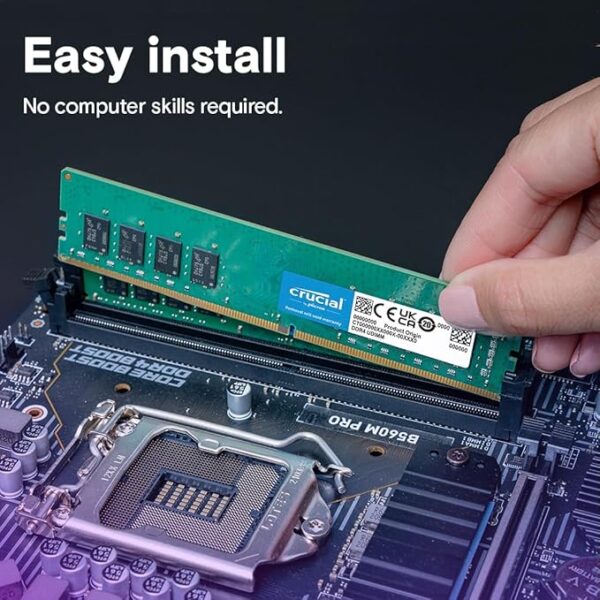8GB DDR4 3200MHz Crucial desktop memory module fast performance