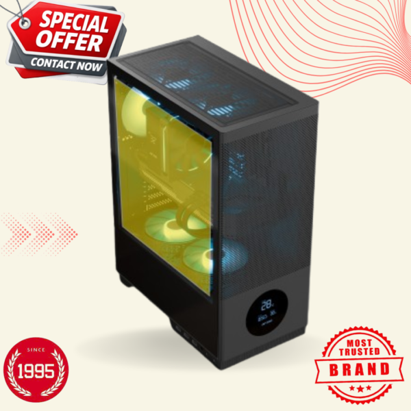 Upgrade your PC with a modern mid tower case featuring LCD display, vibrant ARGB lighting, efficient airflow, and strong build quality for gaming setups. online