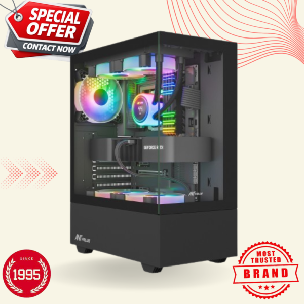 Ant Value CV100 Mid-Tower (M-ATX/ITX) Gaming Cabinet Black 3x120mm Fans