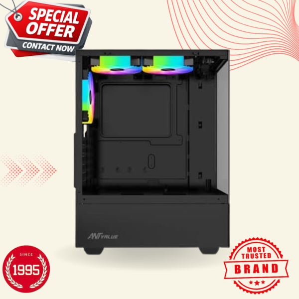 Ant Value CV100 Mid-Tower (M-ATX/ITX) Gaming Cabinet Black 3x120mm Fans in India