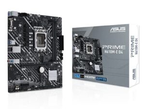 PRIME H610ME-DDR4 CSM ASUS at padamshree infotech Intel H610 Chipset for stable everyday computing 2× DDR4 RAM Slots – Up to 64GB memory (3200MHz) PCIe 4.0 x16 Slot for modern graphics cards Dual M.2 NVMe Slots for high-speed SSD storage 4× SATA 6Gb/s Ports for additional storage devices Realtek 1Gb Ethernet LAN for reliable networking HDMI, DisplayPort & VGA outputs for multiple display options