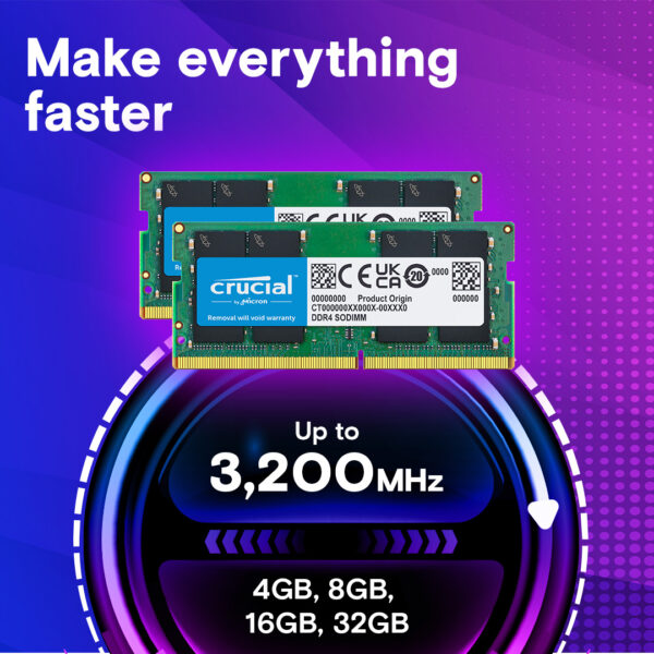 Crucial 4GB DDR4 RAM for desktop and laptop upgrade
