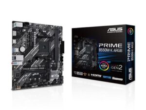 AMD AM4 Socket – Supports Ryzen 3000 / 4000G / 5000 Series CPUs B550 Chipset with PCIe 4.0 x16 support 4× DDR4 RAM Slots – Up to 128GB memory Dual M.2 Slots + 4× SATA 6Gb/s for fast storage HDMI, DVI-D & D-Sub display outputs Realtek 1Gb Ethernet LAN for stable networking 5X Protection III hardware protection by ASUS Micro-ATX form factor for compact PC builds