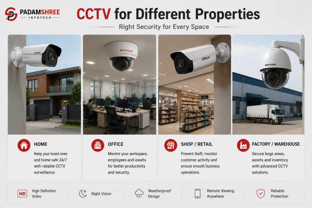 CCTV for home, office, shop and factory security